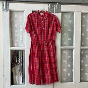 Vintage Vogue Joan Miller dress precious pink plaid